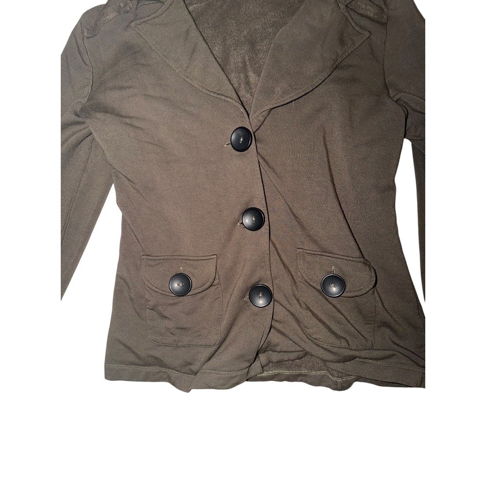 Elliott Lauren Green Button Down Shirt Sz XS/S Collared Athleisure Comfy Boho - Picture 2 of 7